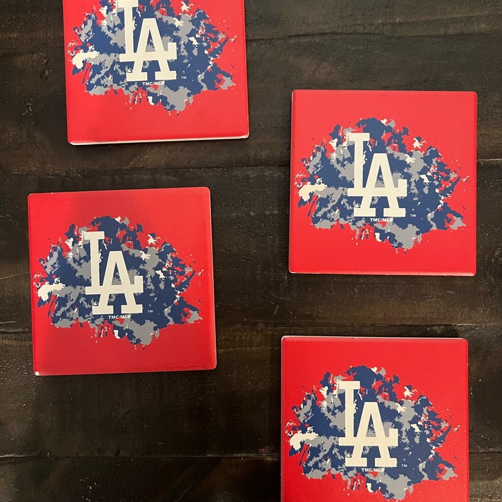 Red and Blue LA Dodgers Coasters
